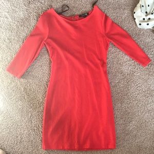 Red body con dress